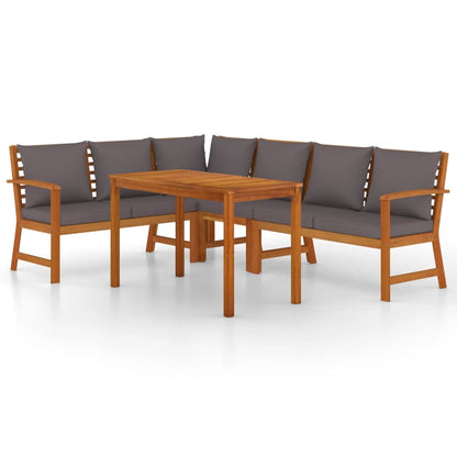 Set da Pranzo Giardino 5pz con Cuscini Legno Massello di Acacia | homemem39
