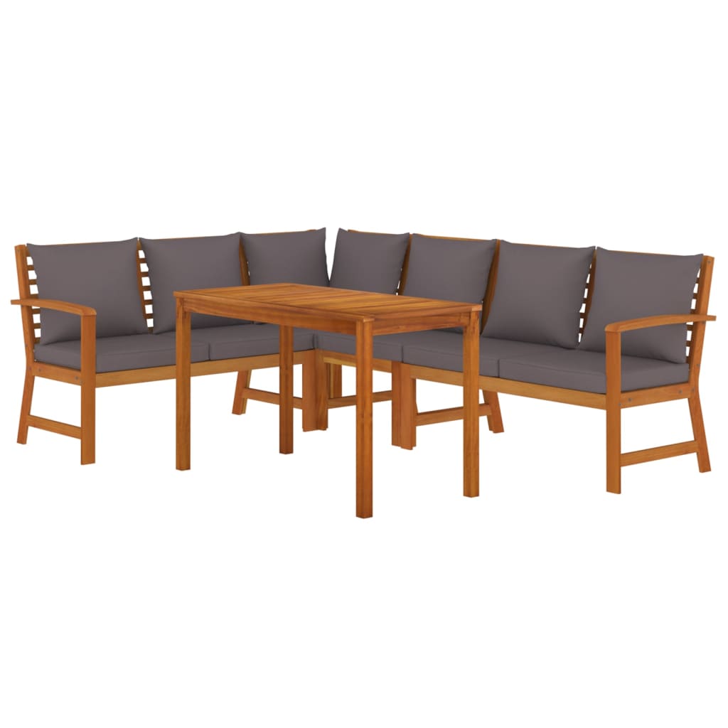 Set da Pranzo Giardino 5pz con Cuscini Legno Massello di Acacia | homemem39