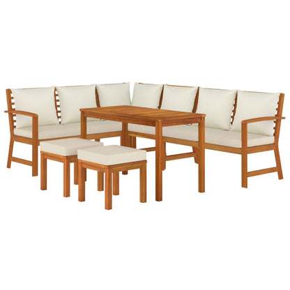 Set da Pranzo Giardino 7pz con Cuscini Legno Massello di Acacia | homemem39
