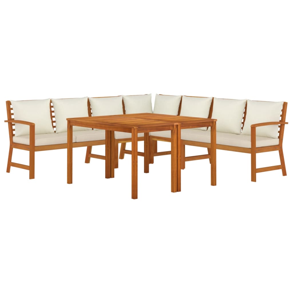Set da Pranzo Giardino 7pz con Cuscini Legno Massello di Acacia | homemem39