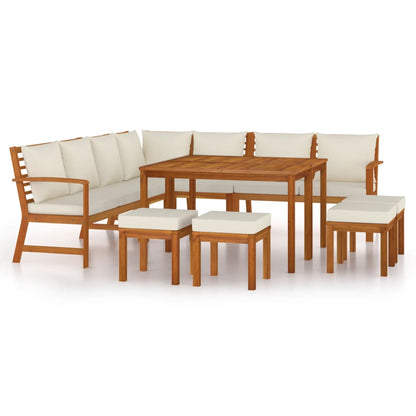 Set da Pranzo Giardino 11 pz con Cuscini Legno Massello Acacia