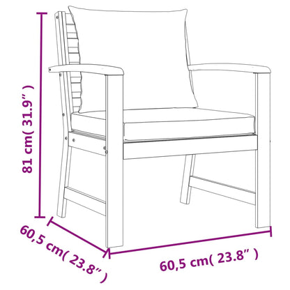 Set da Pranzo Giardino 4pz con Cuscini Legno Massello di Acacia | homemem39
