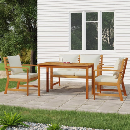 Set da Pranzo Giardino 4pz con Cuscini Legno Massello di Acacia | homemem39