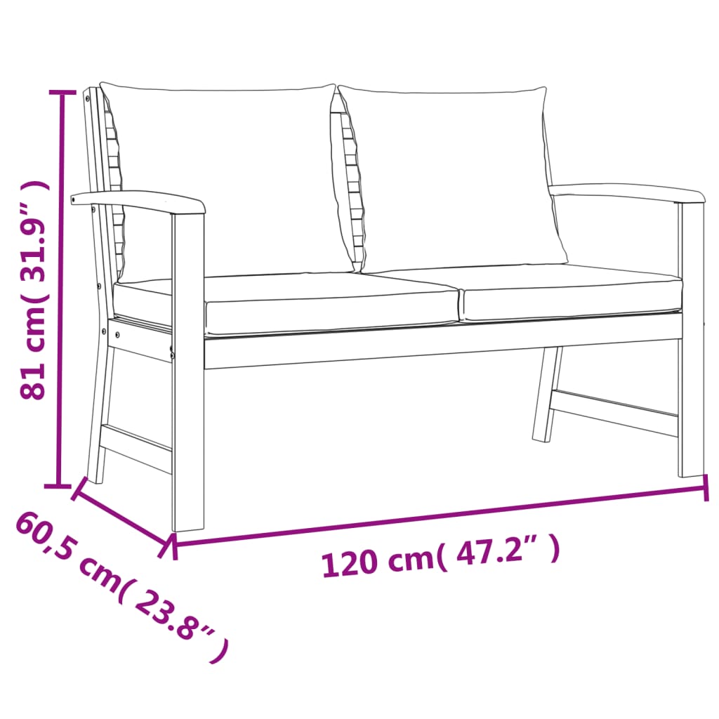 Set da Pranzo Giardino 4pz con Cuscini Legno Massello di Acacia | homemem39