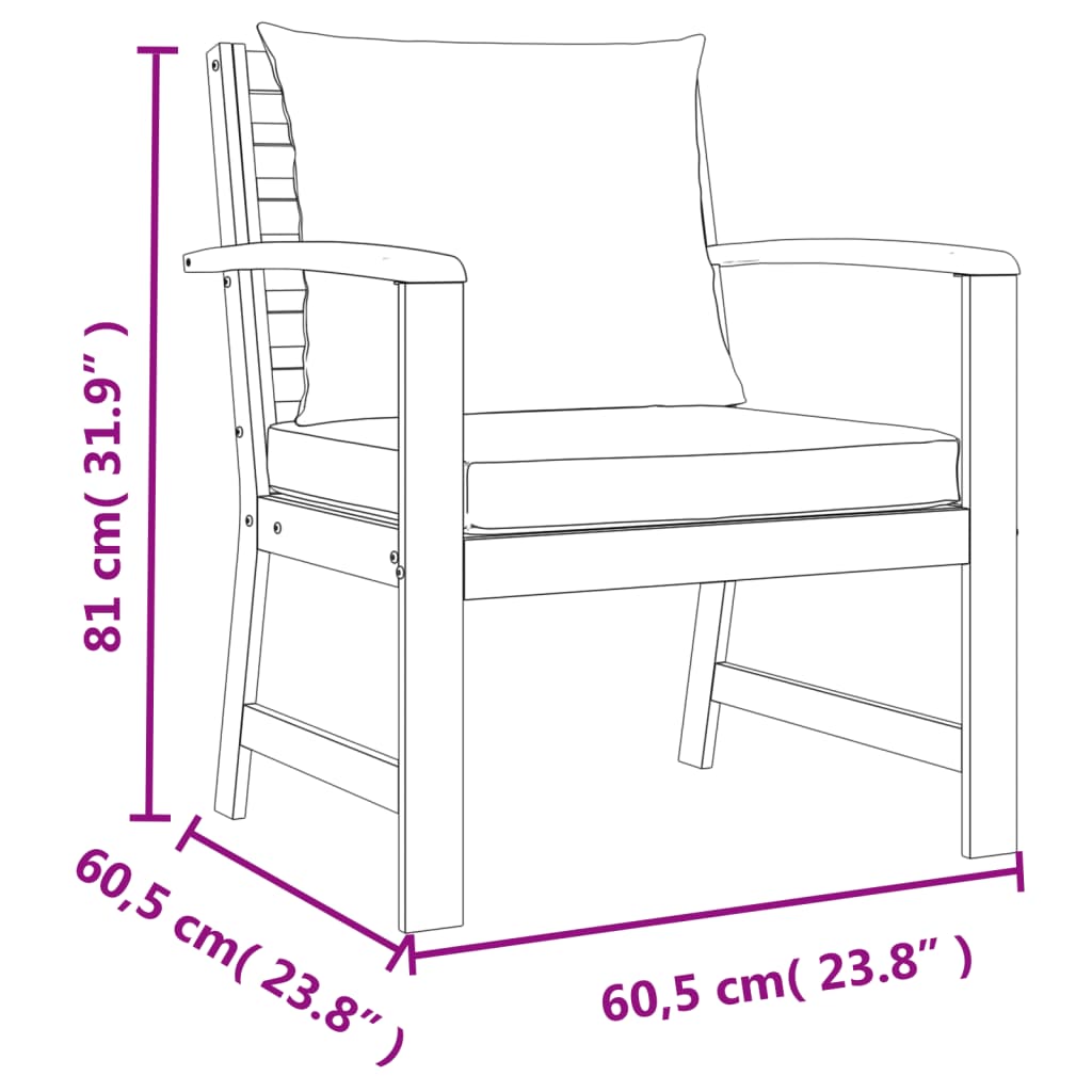 Set da Pranzo Giardino 4pz con Cuscini Legno Massello di Acacia | homemem39