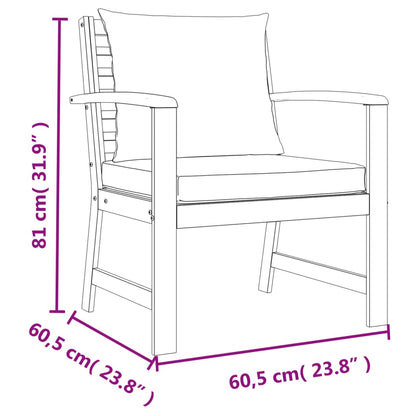 Set da Pranzo Giardino 4pz con Cuscini Legno Massello di Acacia | homemem39