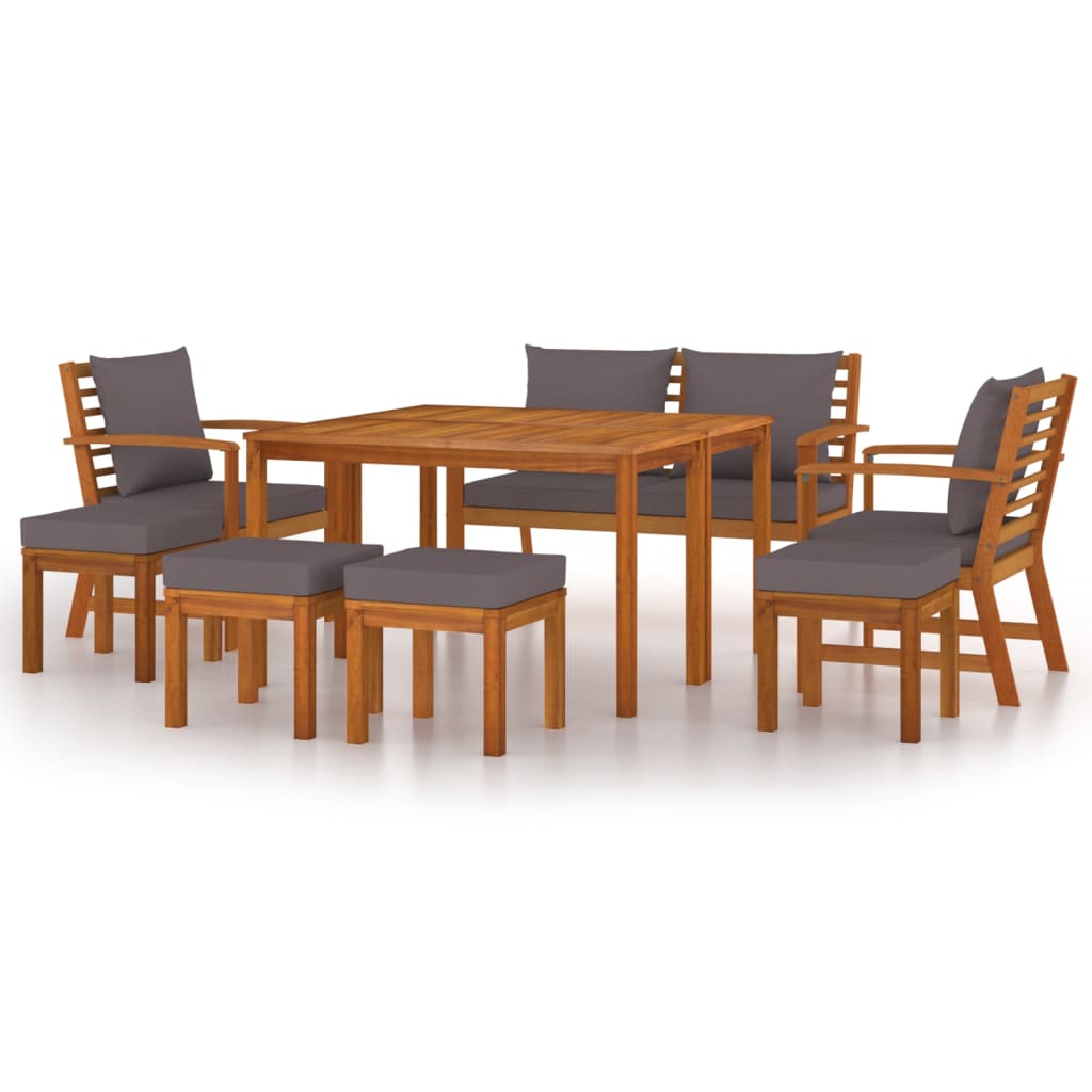 Set da Pranzo da Giardino 9pz con Cuscini Legno Massello Acacia | homemem39