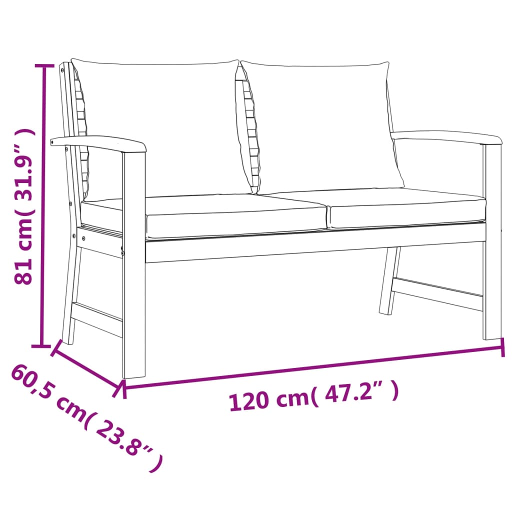 Set da Pranzo da Giardino 9pz con Cuscini Legno Massello Acacia | homemem39