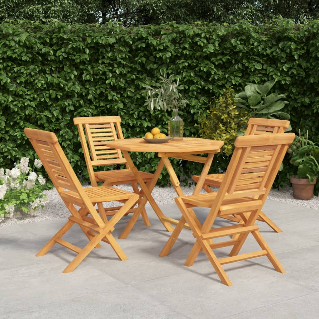 Set da Pranzo per Giardino 5 pz in Legno Massello di Teak | homemem39