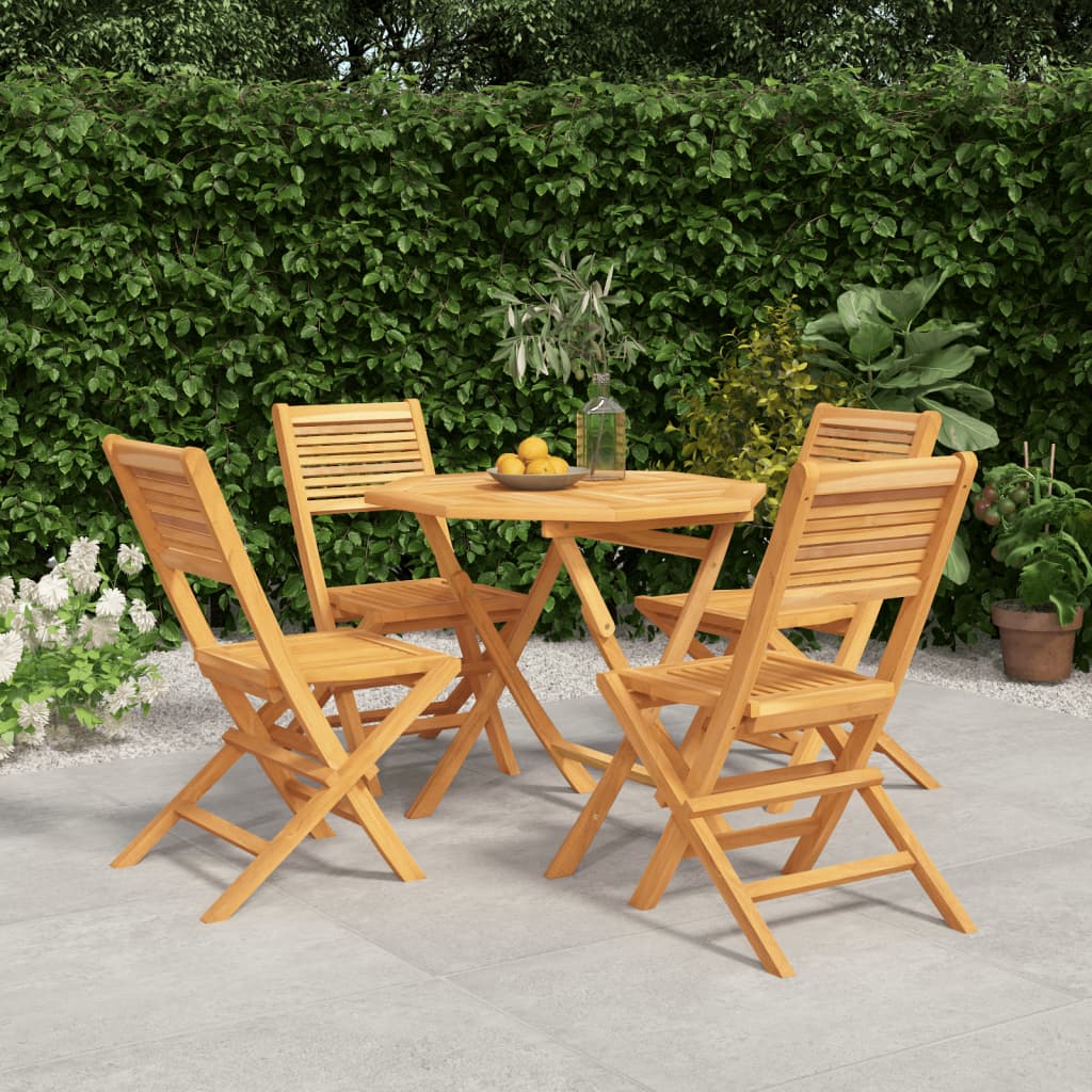 Set da Pranzo per Giardino 5 pz in Legno Massello di Teak | homemem39