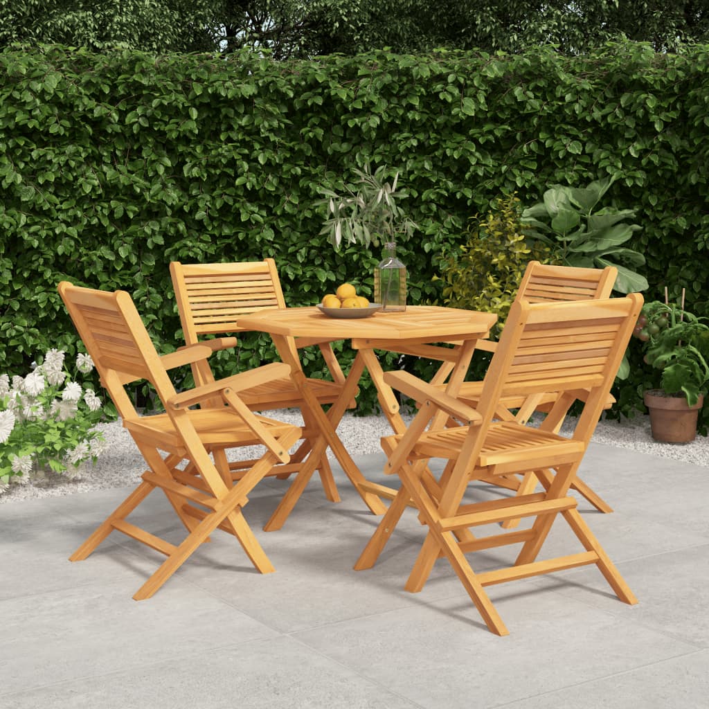 Set da Pranzo per Giardino 5 pz in Legno Massello di Teak | homemem39