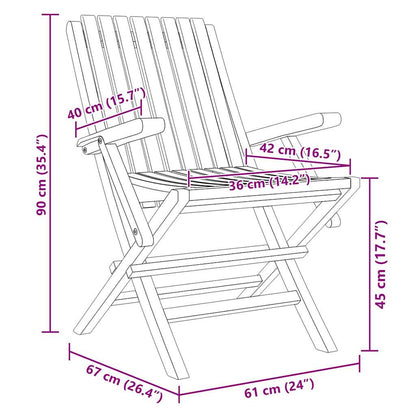 Sedie da Giardino Pieghevoli 4pz 61x67x90cm Legno Massello Teak - homemem39
