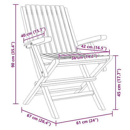 Sedie da Giardino Pieghevoli 6pz 61x67x90cm Legno Massello Teak - homemem39
