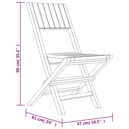 Sedie da Giardino Pieghevoli 4pz 47x61x90cm Legno Massello Teak - homemem39