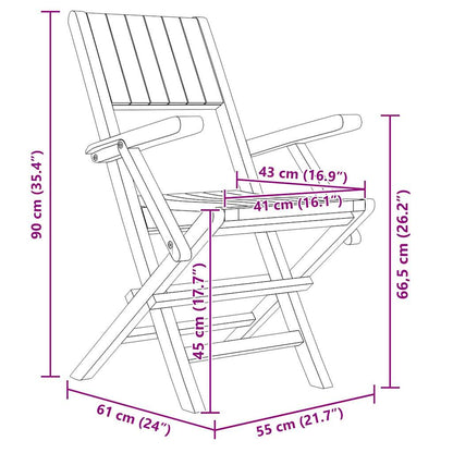 Sedie da Giardino Pieghevoli 8pz 55x61x90cm Legno Massello Teak - homemem39