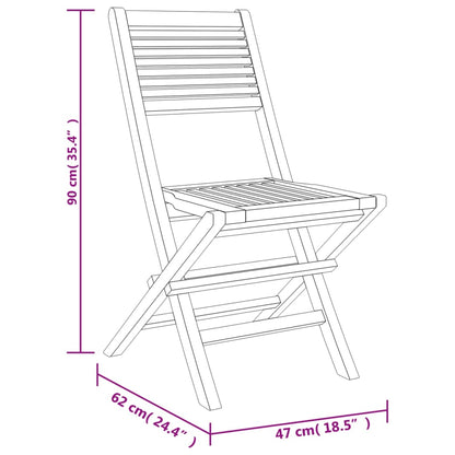 Sedie da Giardino Pieghevoli 4pz 47x62x90cm Legno Massello Teak - homemem39