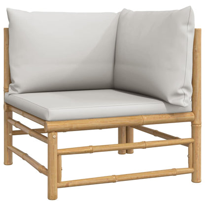 Set Salotto da Giardino 5pz con Cuscini Grigio Chiaro Bambù | homemem39