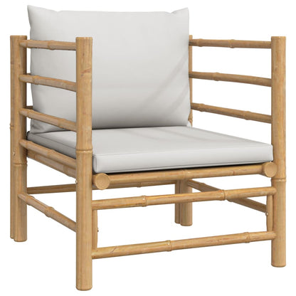 Set Salotto da Giardino 12pz con Cuscini Grigio Chiaro Bambù | homemem39