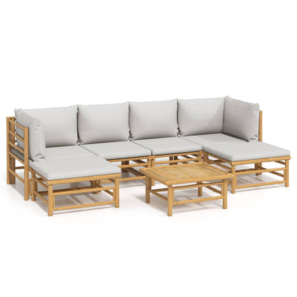 Set Salotto da Giardino 7pz con Cuscini Grigio Chiaro Bambù | homemem39