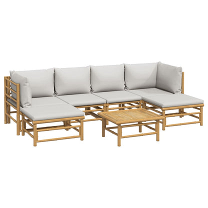 Set Salotto da Giardino 7pz con Cuscini Grigio Chiaro Bambù | homemem39