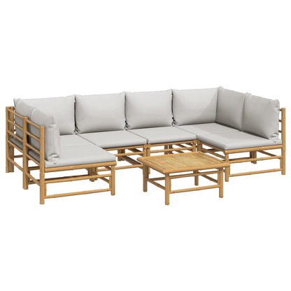 Set Salotto da Giardino 7pz con Cuscini Grigio Chiaro Bambù | homemem39