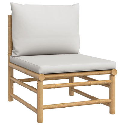 Set Salotto da Giardino 7pz con Cuscini Grigio Chiaro Bambù | homemem39