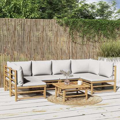 Set Salotto da Giardino 7pz con Cuscini Grigio Chiaro Bambù | homemem39