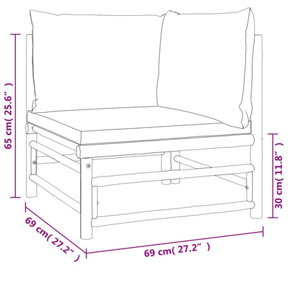 Set Salotto da Giardino 6pz con Cuscini Grigio Chiaro Bambù | homemem39
