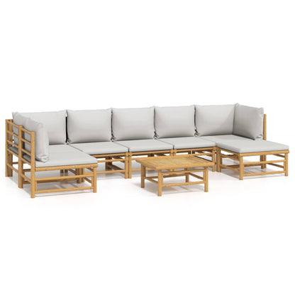 Set Salotto da Giardino 8pz con Cuscini Grigio Chiaro Bambù | homemem39