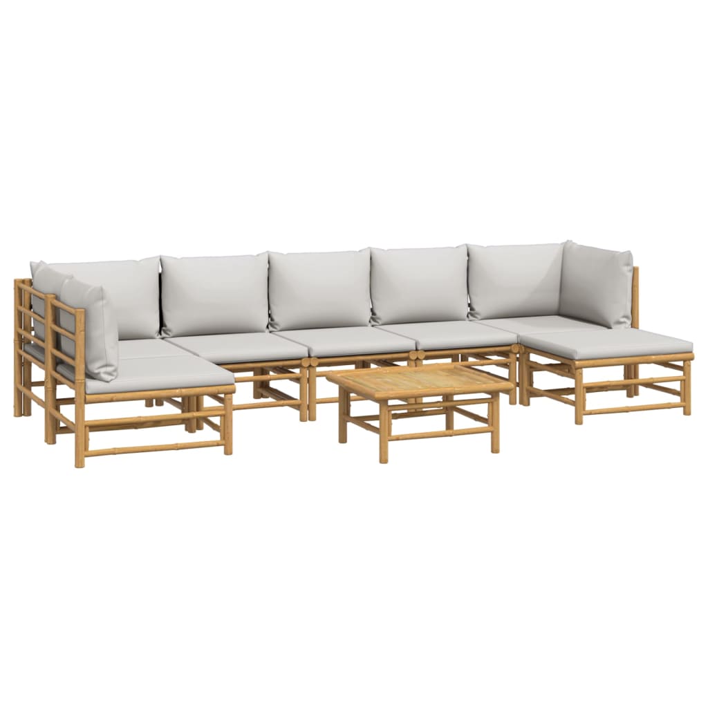 Set Salotto da Giardino 8pz con Cuscini Grigio Chiaro Bambù | homemem39