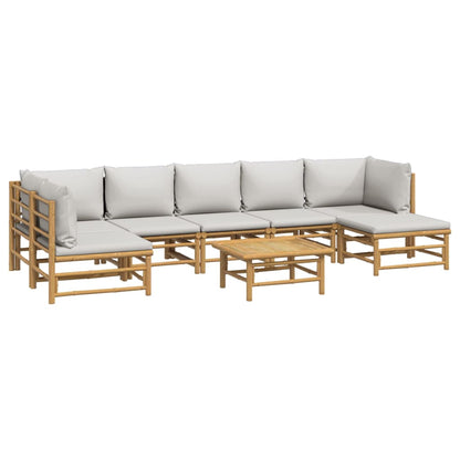 Set Salotto da Giardino 8pz con Cuscini Grigio Chiaro Bambù | homemem39