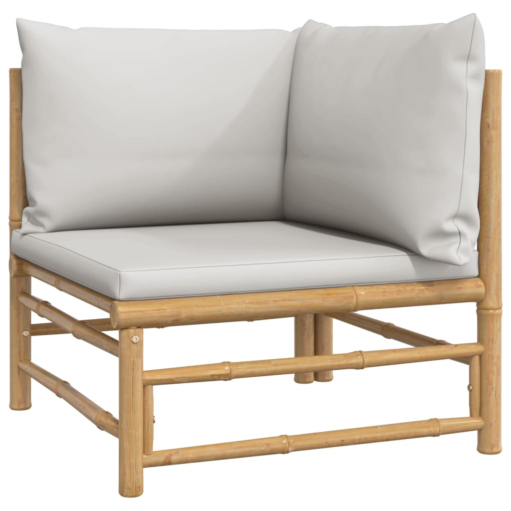 Set Salotto da Giardino 8pz con Cuscini Grigio Chiaro Bambù | homemem39