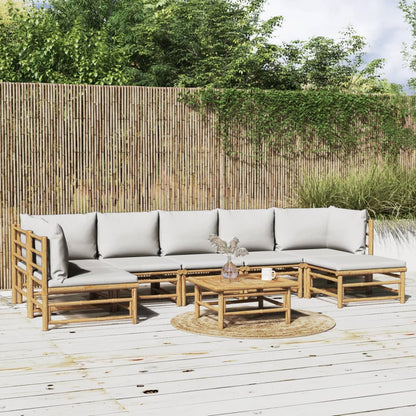 Set Salotto da Giardino 8pz con Cuscini Grigio Chiaro Bambù | homemem39