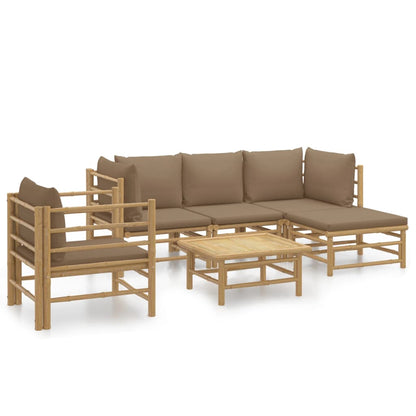 Set Salotto da Giardino 6pz con Cuscini Tortora Bambù | homemem39