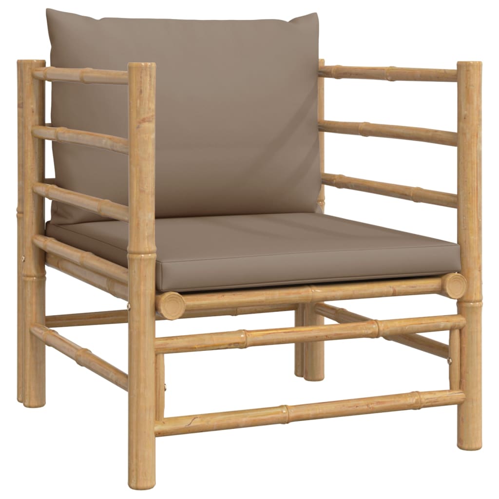 Set Salotto da Giardino 6pz con Cuscini Tortora Bambù | homemem39