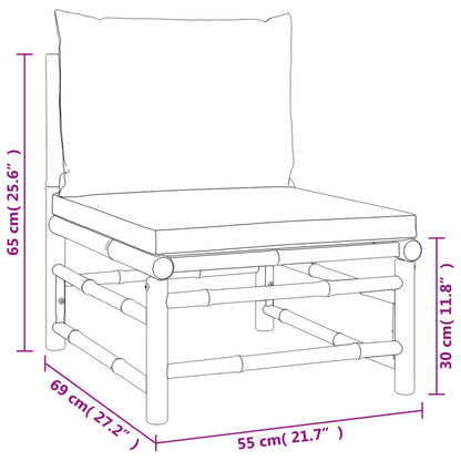 Set Salotto da Giardino 6pz con Cuscini Tortora Bambù | homemem39