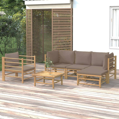 Set Salotto da Giardino 6pz con Cuscini Tortora Bambù | homemem39