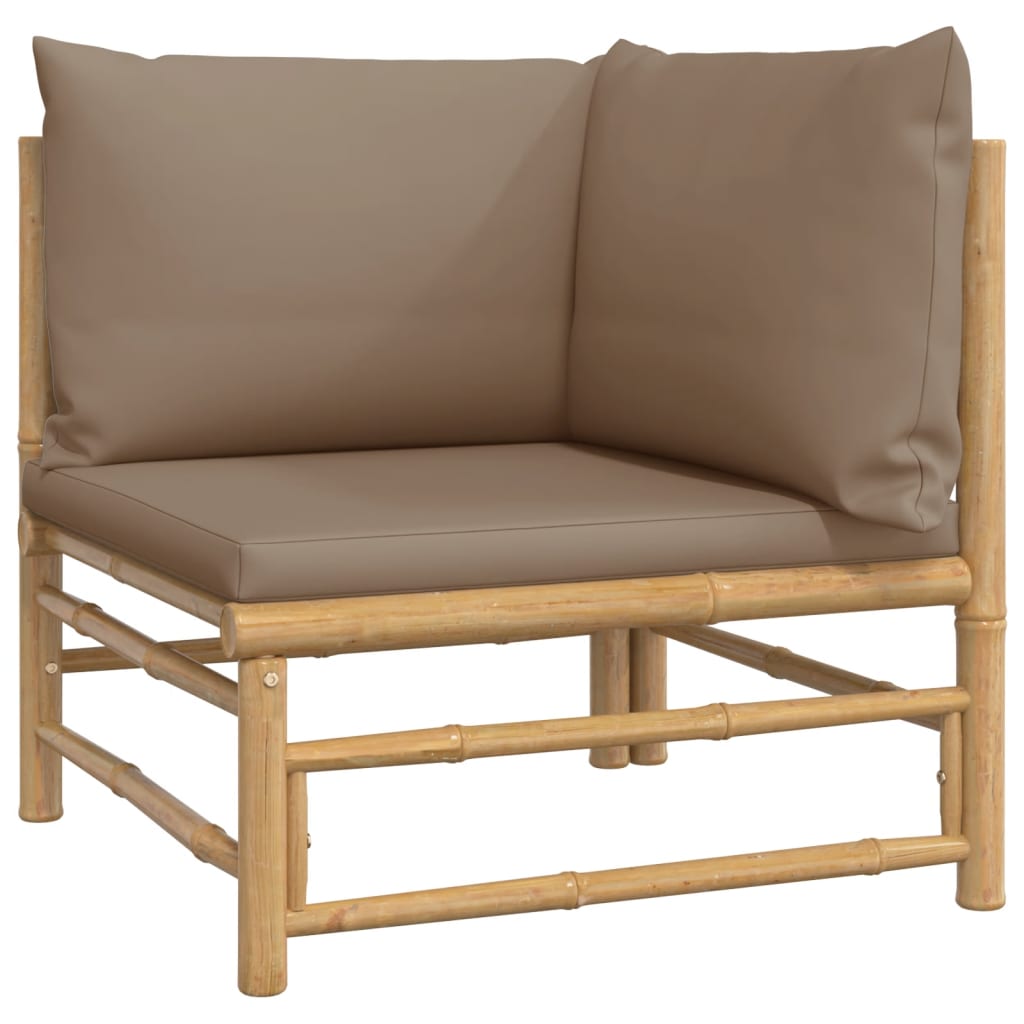 Set Salotto da Giardino 7pz con Cuscini Tortora Bambù | homemem39
