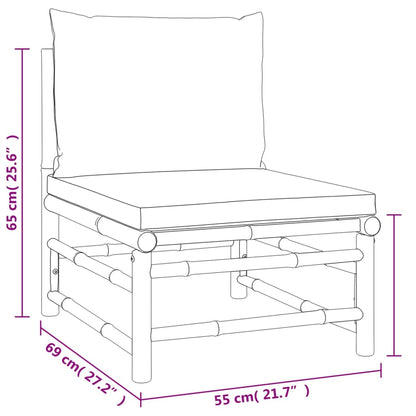 Set Salotto da Giardino 7pz con Cuscini Tortora Bambù | homemem39