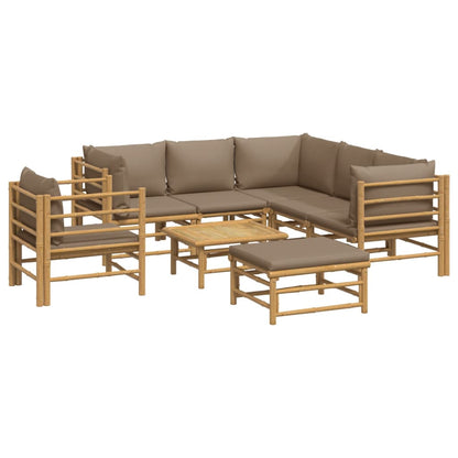 Set Salotto da Giardino 8pz con Cuscini Tortora Bambù | homemem39