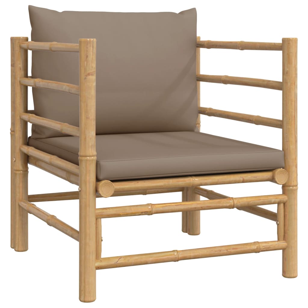 Set Salotto da Giardino 8pz con Cuscini Tortora Bambù | homemem39