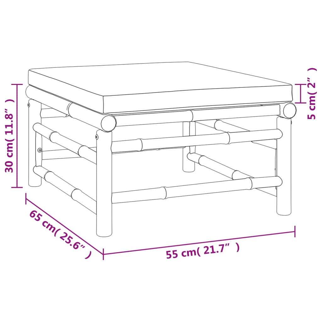 Set Salotto da Giardino 11pz con Cuscini Tortora Bambù | homemem39