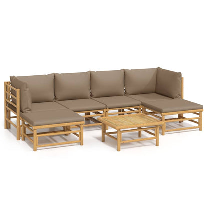 Set Salotto da Giardino 7pz con Cuscini Tortora Bambù | homemem39