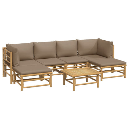 Set Salotto da Giardino 7pz con Cuscini Tortora Bambù | homemem39