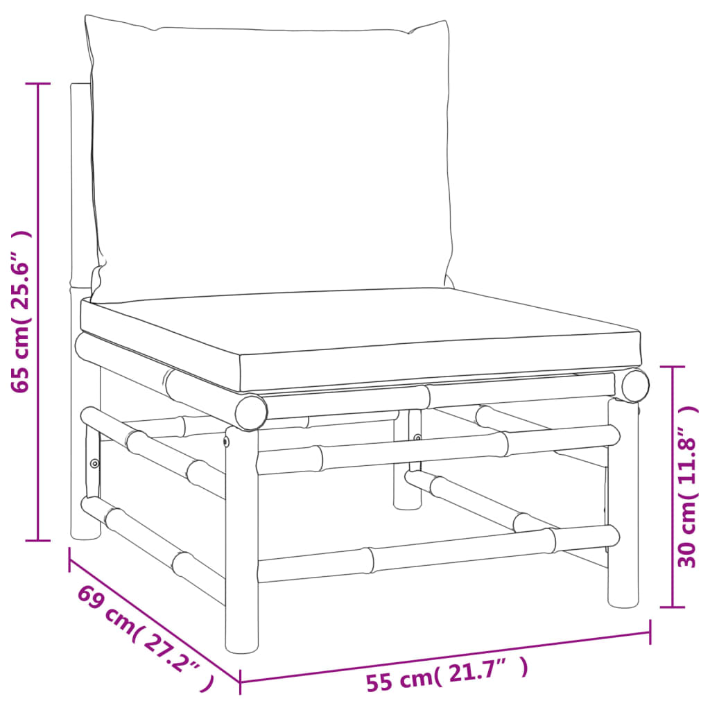 Set Salotto da Giardino 7pz con Cuscini Tortora Bambù | homemem39