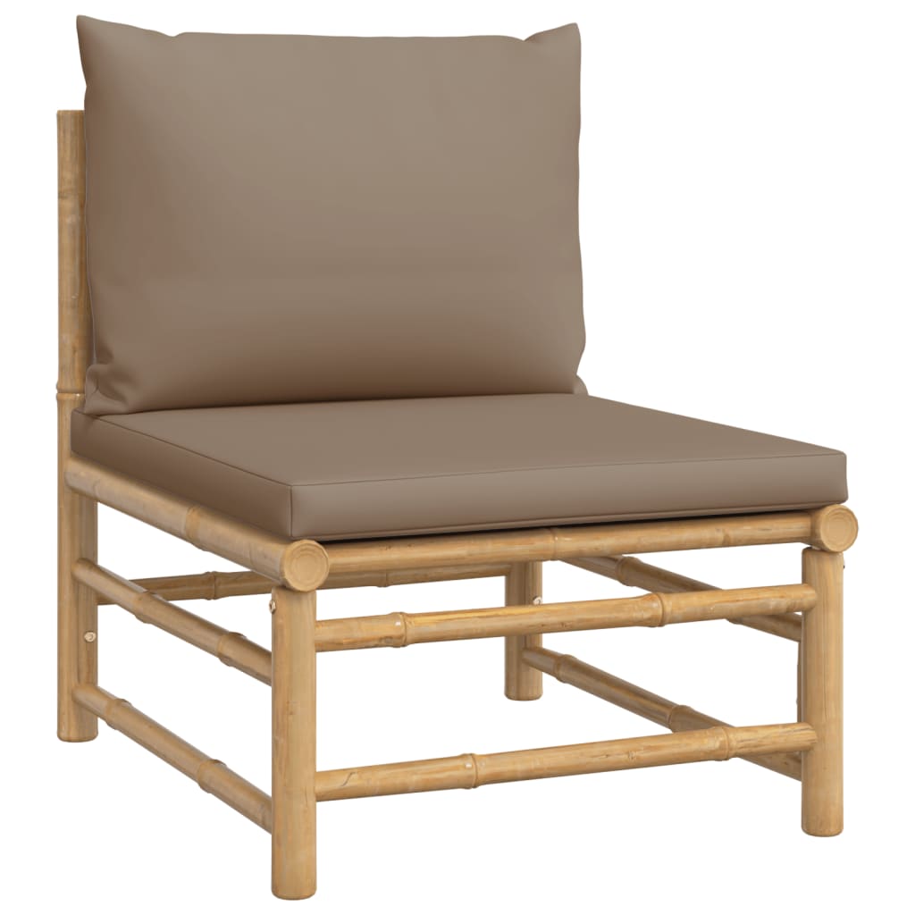 Set Salotto da Giardino 7pz con Cuscini Tortora Bambù | homemem39