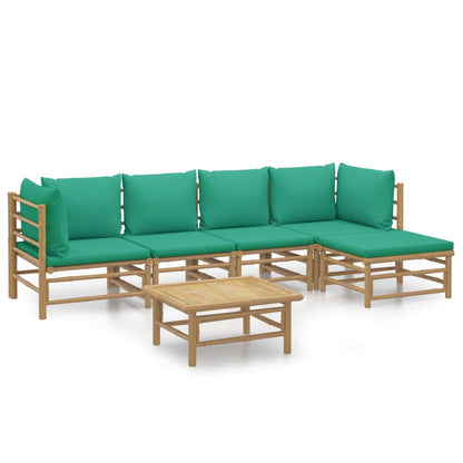 Set Salotto da Giardino 6pz con Cuscini Verdi Bambù - homemem39