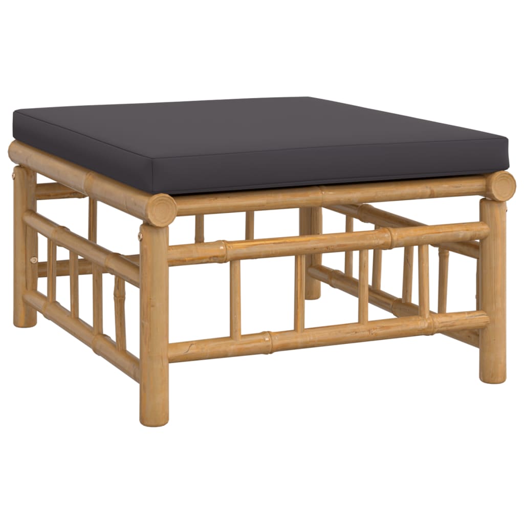 Set Salotto da Giardino 6pz con Cuscini Grigio Scuro Bambù | homemem39