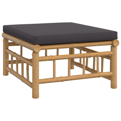 Set Salotto da Giardino 6pz con Cuscini Grigio Scuro Bambù | homemem39