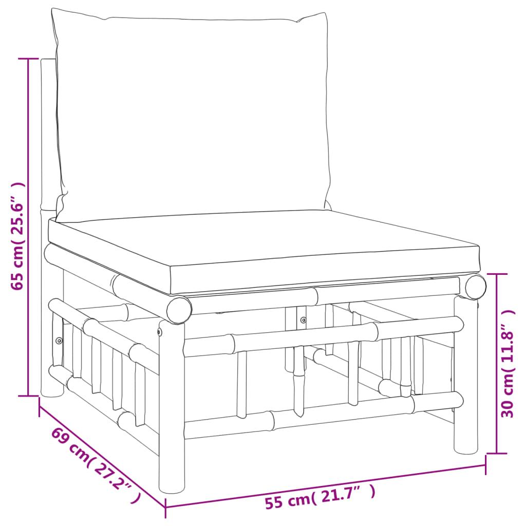 Set Salotto da Giardino 6pz con Cuscini Grigio Scuro Bambù | homemem39